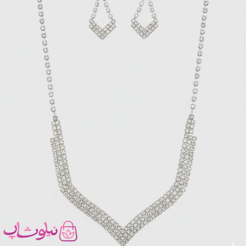 نیم ست زنانه طرح لوزی آبکاری نقره کد 3591
