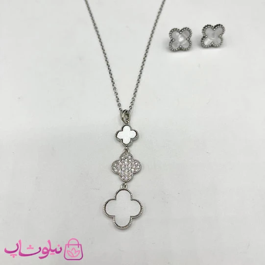 نیم ست زنانه طرح ونکلیف سفید نگیندار کد 1891