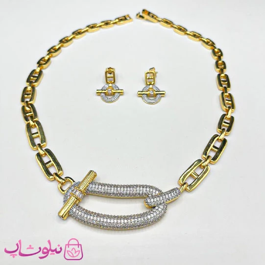 نیم ست زنانه هرمس مدل طلایی نقره ای کد 2250