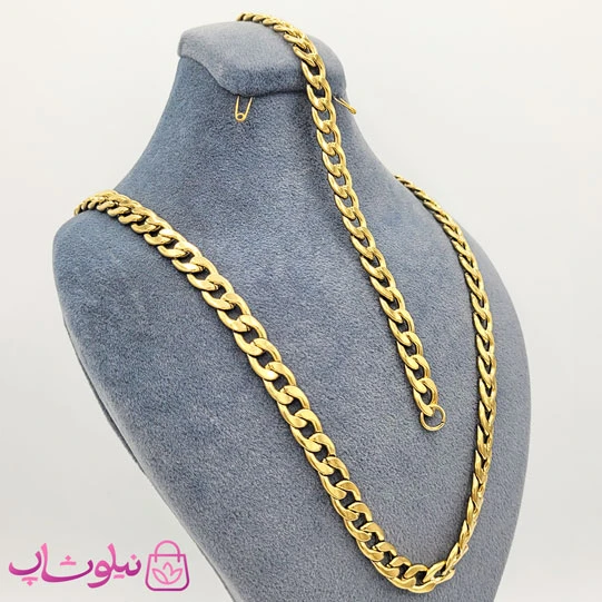 نیم ست مردانه استیل طرح کارتیه طلایی