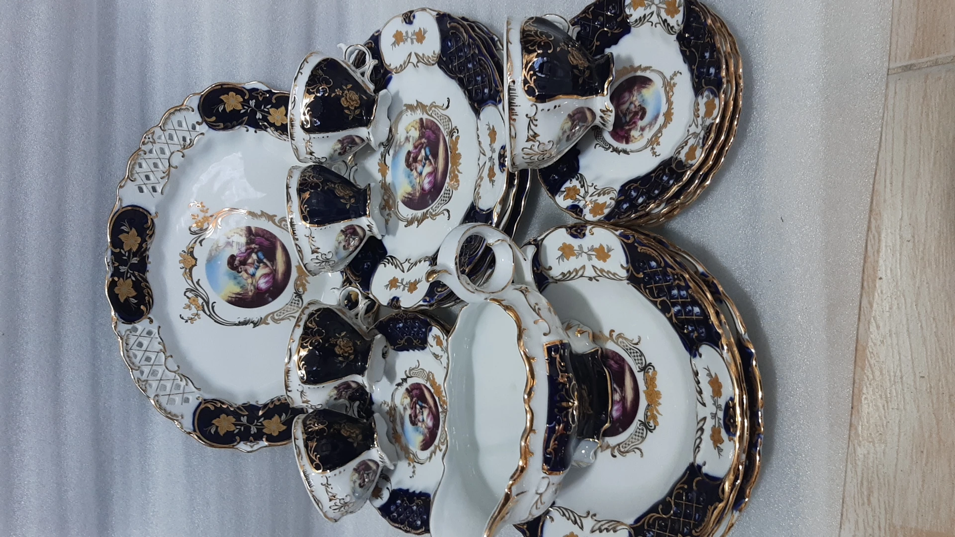 نیم سرویس ۱۹ پارچه سورمه ای دنسی