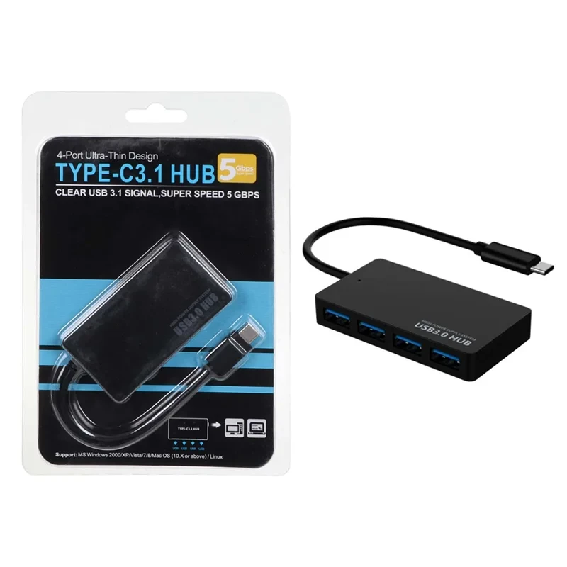 هاب 4 پورت Type-C مدل Type-C3.1 - مشکی - RYL