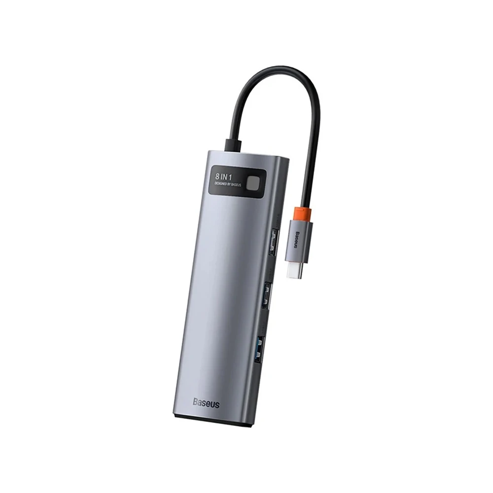 هاب 8 پورت بیسوس Baseus CAHUB-CV0G HUB 8in1 Gleam Metal