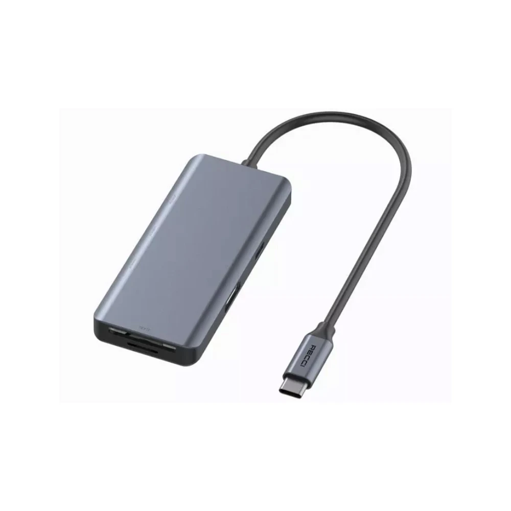 هاب تایپ‌ سی 7 پورت رچی مدل Recci 7-in-1 Type-C Hub 100W PD RH07