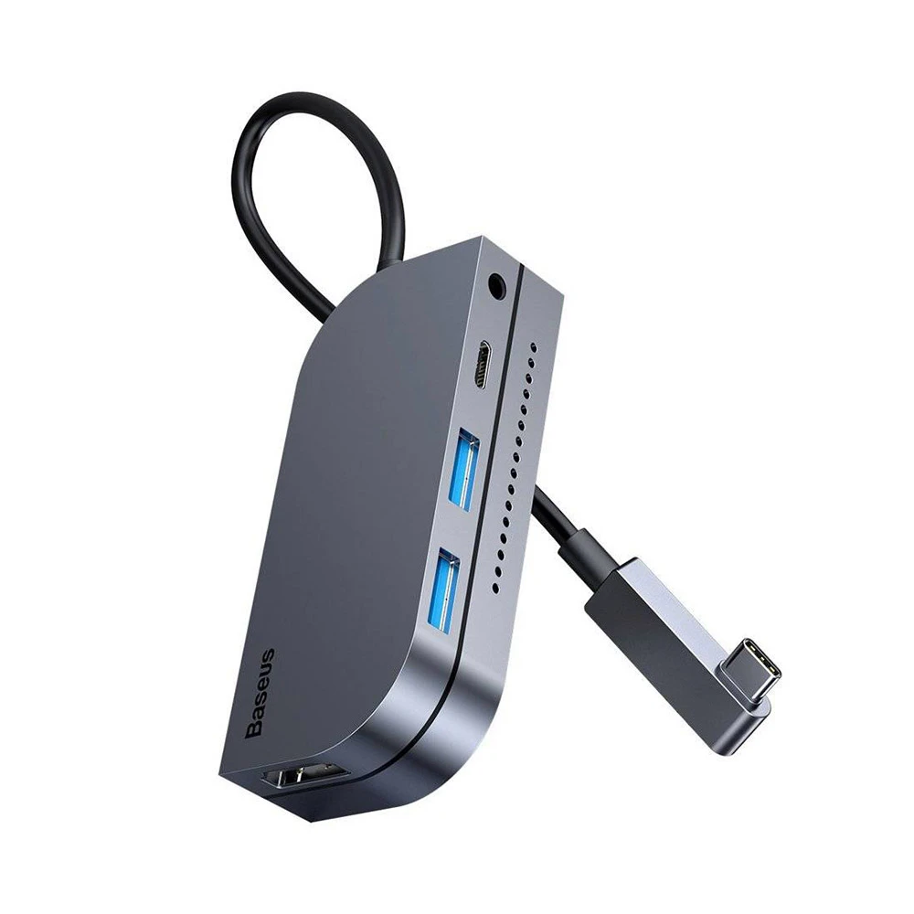 هاب چندکاره بیسوس Baseus Bend Angle Multi-Functional Type C HUB CAHUB-CWJ0G توان 60 وات