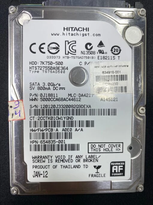 هارد 500 گیگ هیتاچی Hitachi 500GB استوک سلامت 100%