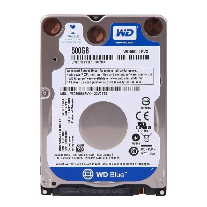 هارد لپتاپ W.D Blue با ظرفیت 500 گیگابایت