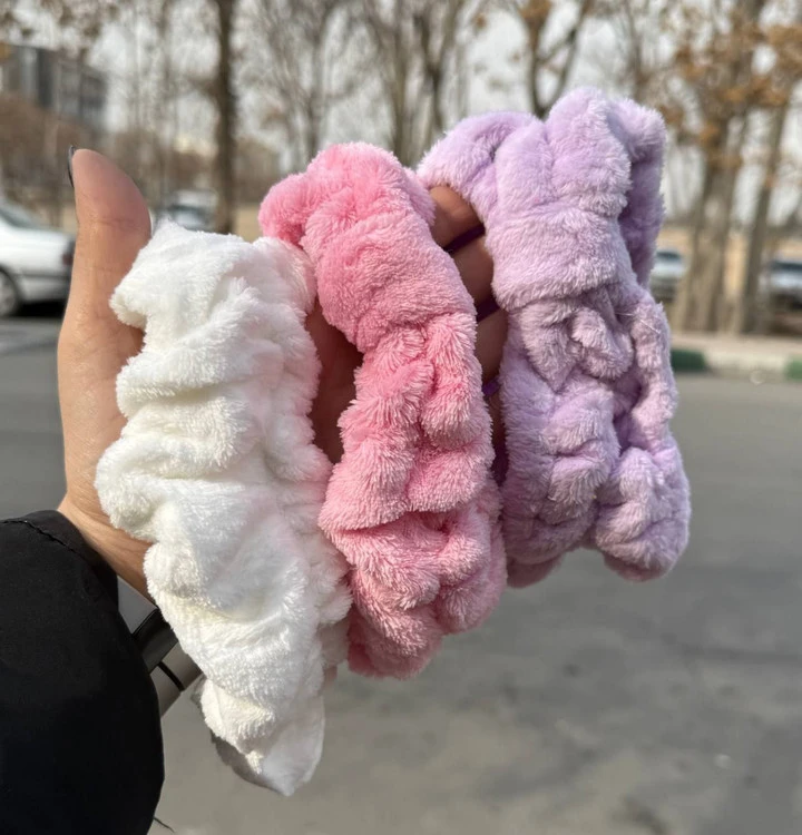 هدبند حوله ای صورتی و بنفش موجود
