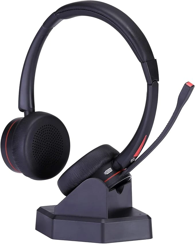 هدست بی‌سیم MAIRDI M890BT با میکروفون نویزکنسلینگ و پایه شارژ مخصوص تماس، کار اداری و تماس‌های VoIP | آمازونیکس