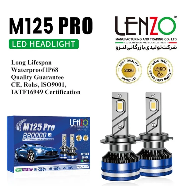 هدلایت اورجینال مدل M125 Pro لنزو Lenzo رنگ سفیدیخی با گارانتی