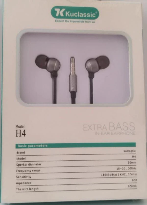 هندزفری سیمی KUCLASSIC مدل H4 | EXTRA BASS | جک 3.5mm