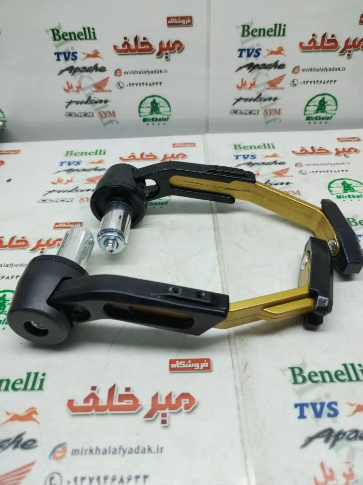هندگارد (محافظ) سر دسته فرمان انواع موتورسیکلت ها زرد طلایی (جفتی)