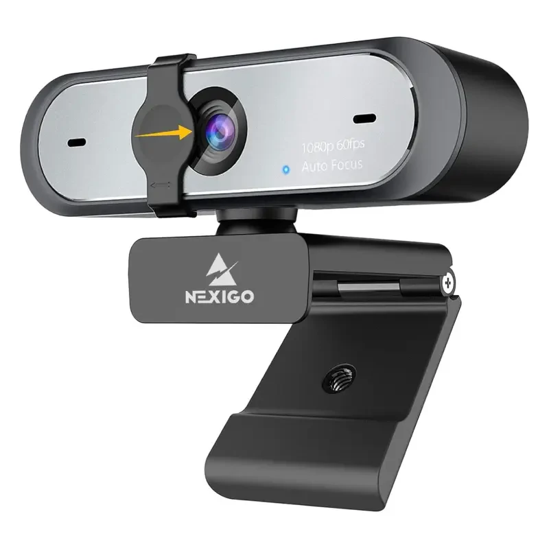 وبکم حرفه‌ای نکساییگو NexiGo N660P مدل 1080P 60FPS (نسخه Renewed) – فوکوس خودکار، نرخ فریم ۶۰FPS، میکروفون دوگانه و درپوش حریم خصوصی