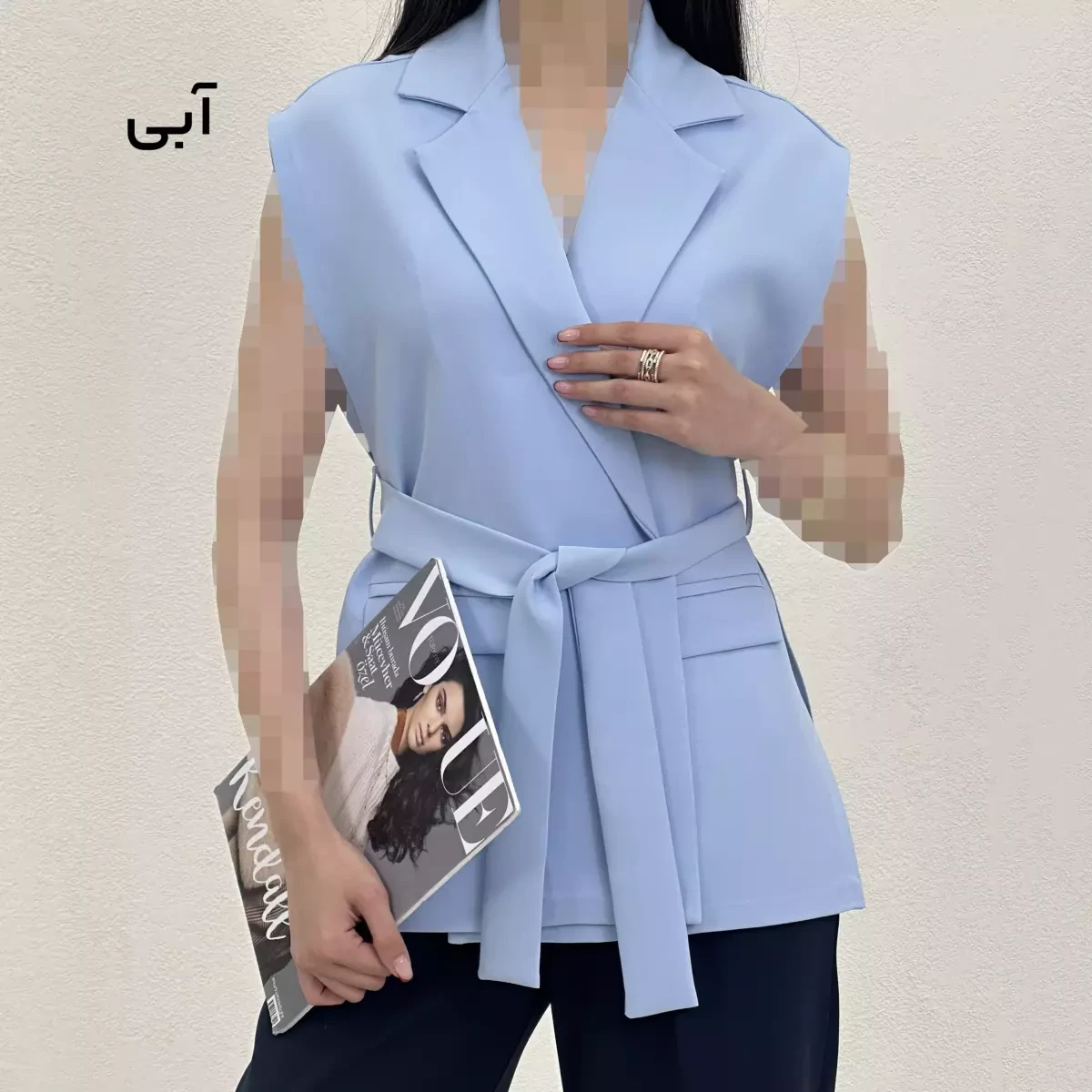 وست یقه انگلیسی کرپ مازراتی (آبی)
