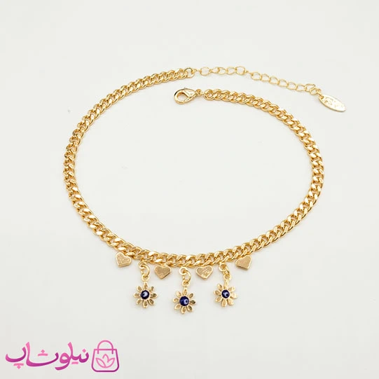 پابند ysx زنجیری با آویز گل و قلب کد 891