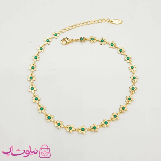 پابند دخترانه ysx مدل گل طلایی آبی کد 891