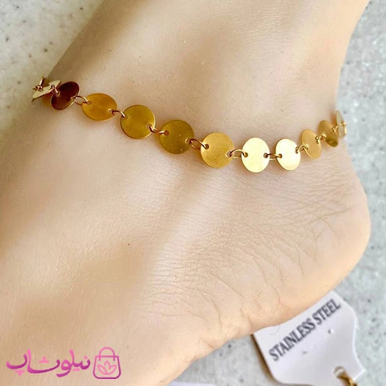 پابند زنانه مدل پولکی طلایی استیل کد 991