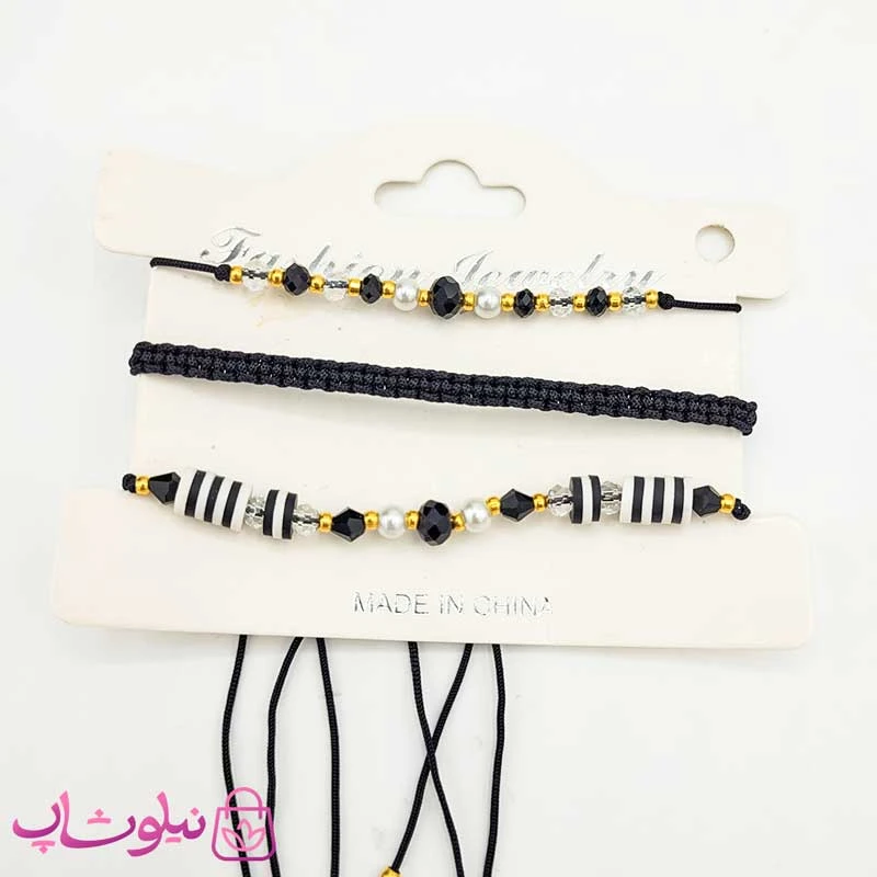 پابند زنانه مشکی سه ردیفه