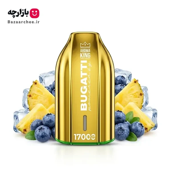 پاد یکبار مصرف بلوبری آناناس یخ 17000 پاف آروما کینگ بوگاتی | AROMA KING BUGATTI 17000 Blueberry Pineapple ice
