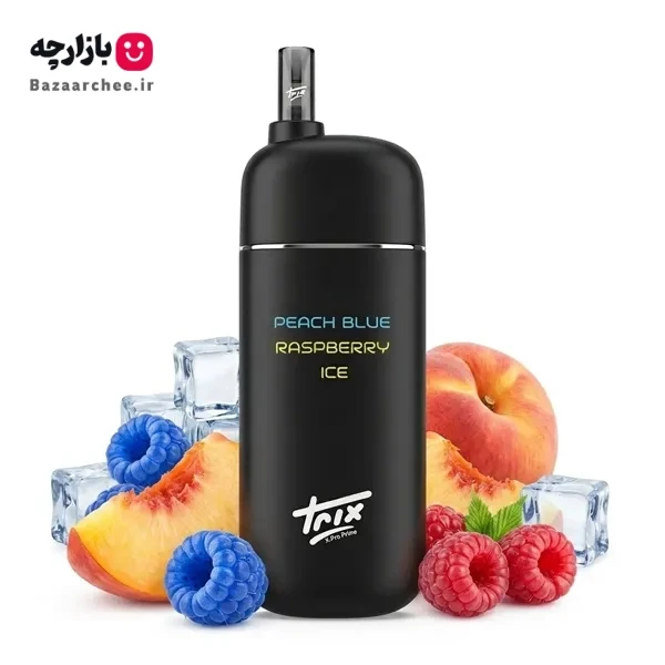 پاد یکبار مصرف تمشک آبی هلو یخ 5000 پاف تریکس | Trix PEACH BLUE RASPBERRY ICE