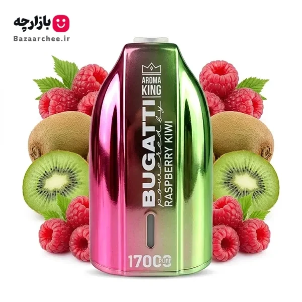 پاد یکبار مصرف تمشک کیوی 17000 پاف آروما کینگ بوگاتی | AROMA KING BUGATTI 17000 RASPBERRY KIWI
