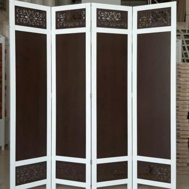 پاراوان پارتیشن چهارلنگه تیره سبک و قابل حمل و تاشو از جنس MDF