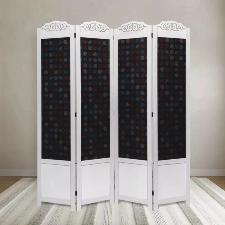پاراوان پارتیشن چهارلنگه سبک و قابل حمل رنگ تیره از جنس MDF
