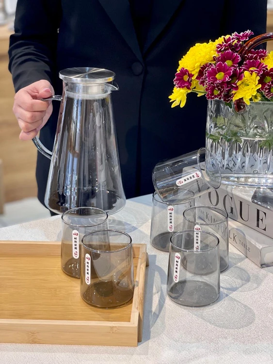 پارچ و لیوان هفت پارچه رنگ دودی Deli Glass