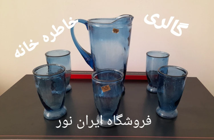 پارچ ولیوان آبی قدیمی مدل اندونزی