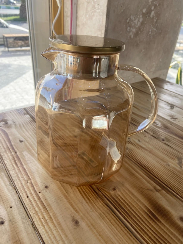 پارچ پیرکس آنتی شوک طرح گرد عسلی
