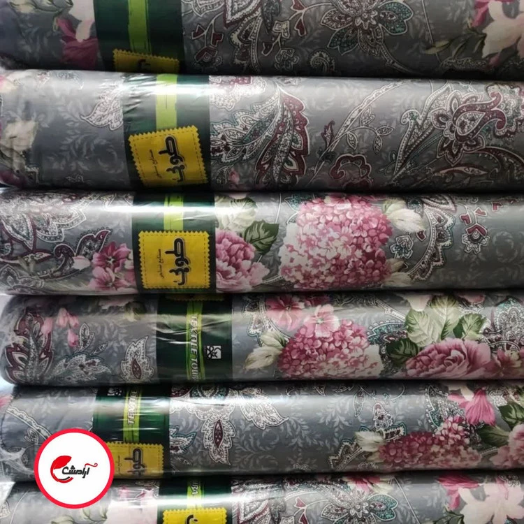 پارچه ملحفه قلبی زمینه طوسی دو متر عرض صددرصد قابل شستشو کپی 2