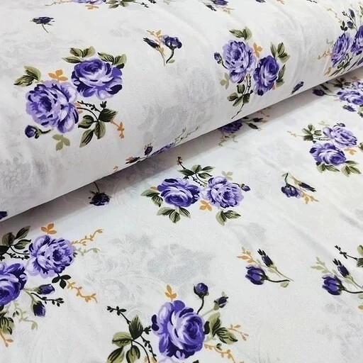 پارچه ملحفه گل رز بنفش 2 متر عرض (پس کرایه)