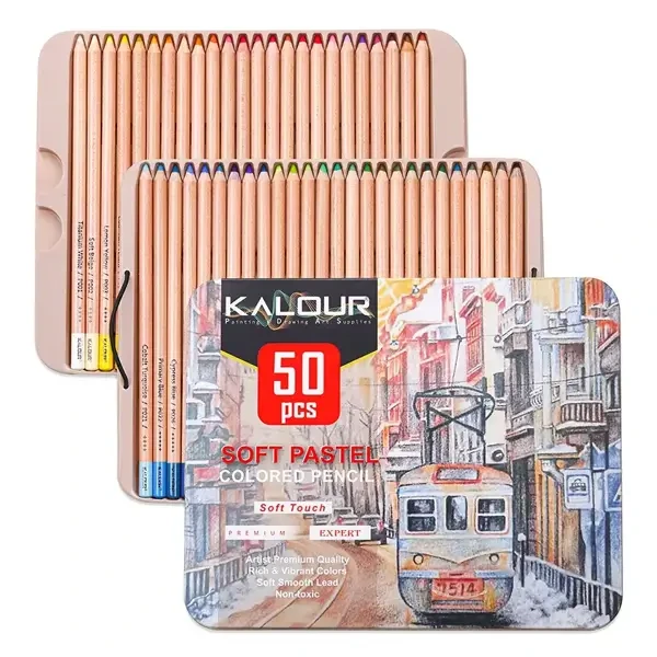 پاستل مدادی 50 رنگ کالور (KALOUR) جعبه فلزی
