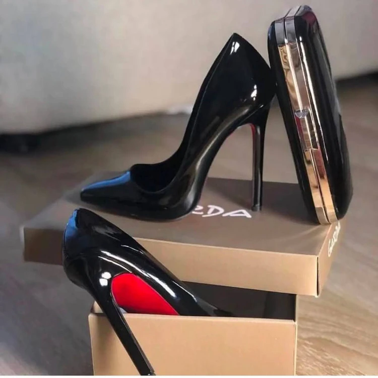 پاشنه بلند زنانه لودشکا پاشنه ۱۰سانتی جنس بیاله صنعتی درجه یک و ورنی