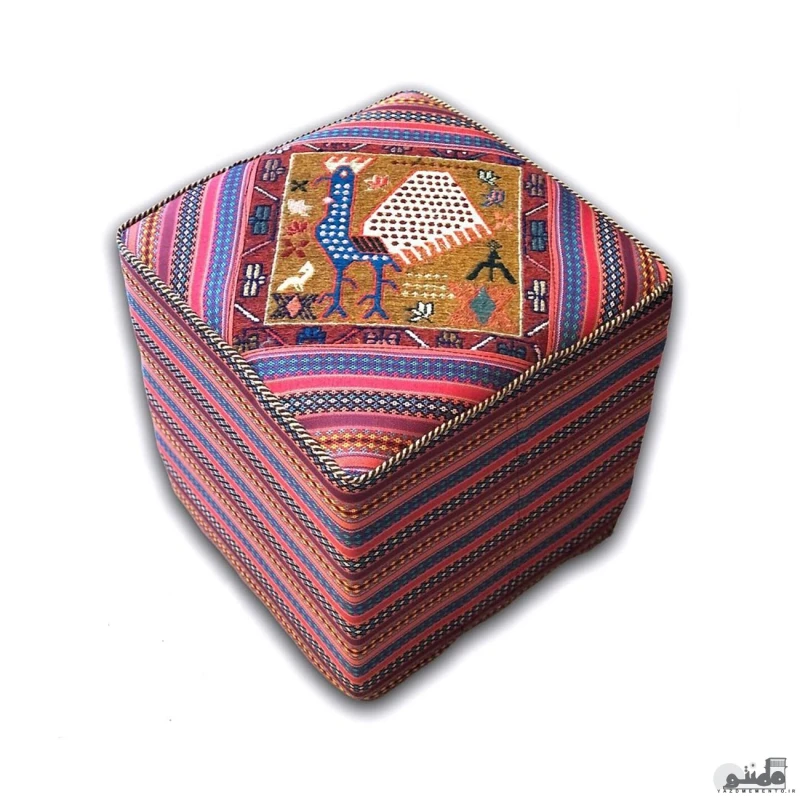 پاف گلیم دستباف مربع طرح خروس
