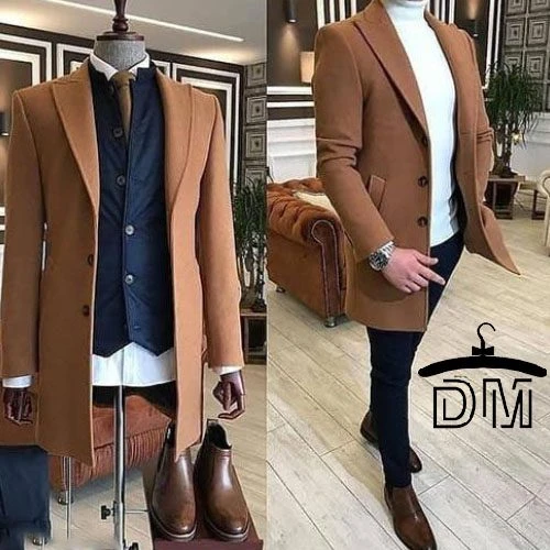 پالتو مردانه بلند با پارچه فوتر با رنگ‌های مشکی و شتری
