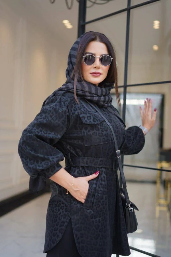 پالتو چرم زنانه طرح پلنگی