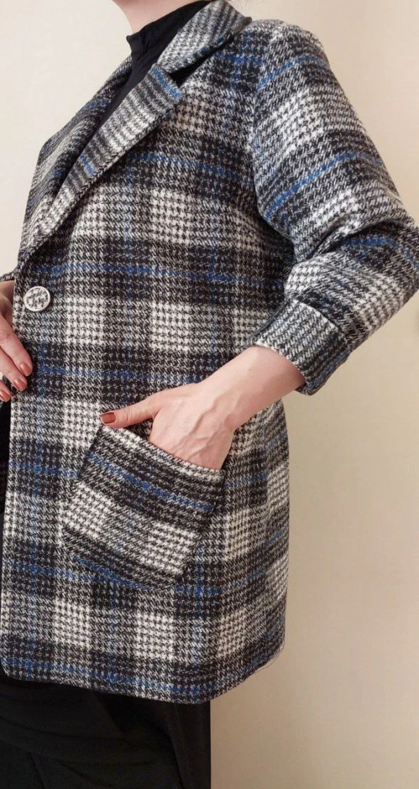 پالتو چهار خونه پشمی زنانه