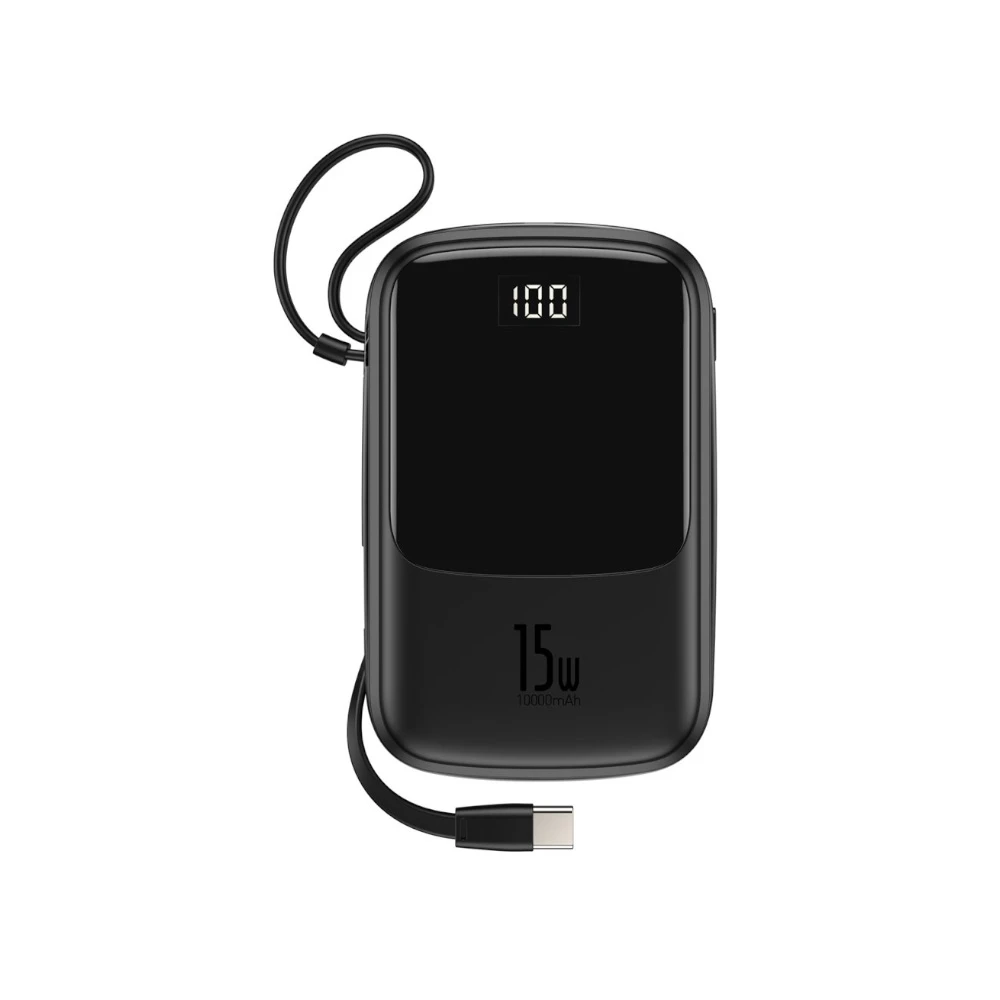 پاور بانک بیسوس مدل Baseus QPow Digital Display 3A Power Bank PPQD-A با توا 15W و ظرفیت 10000mAh و کابل متصل Type-C