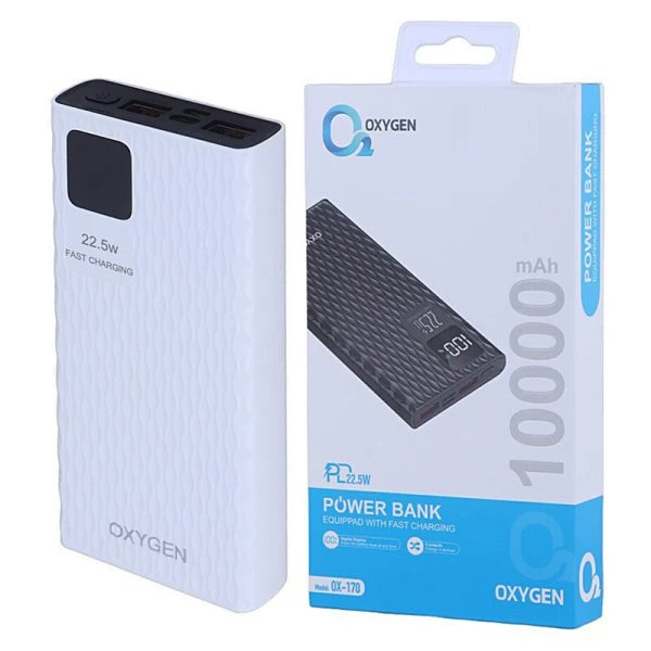 پاور بانک فست شارژ اکسیژن OX-170 PD 22.5W ظرفیت 10000 میلی آمپر