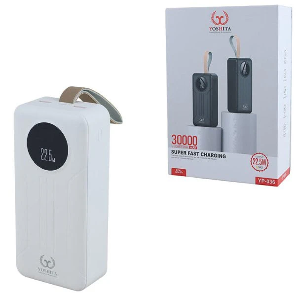پاور بانک فست شارژ یوشیتا YP-036 QC3.0 PD 22.5W ظرفیت 30000 میلی آمپر