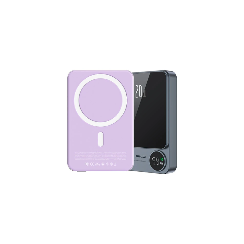 پاور بانک مگنتی رچی مدل Recci Matrix Magnetic Fast Charging Power Bank RPB-W16 با ظرفیت 10000mAh