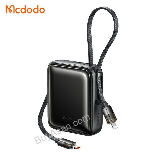 پاوربانک 10000 میلی‌آمپر با توان 22.5 وات مک‌دودو مدل MC-2550 همراه با کابل متصل Type-C و Lightning