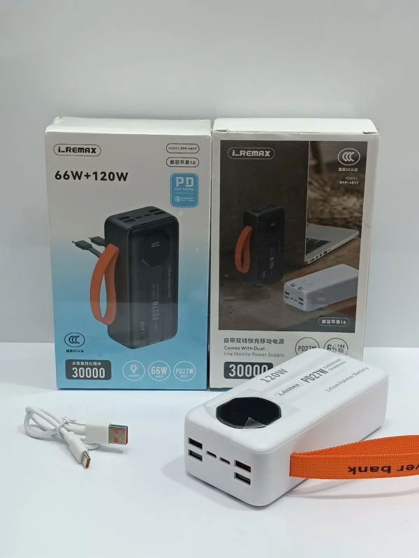 پاوربانک 30000mAh ریمکس مدل RPP-4817 | 120W | PD3.0