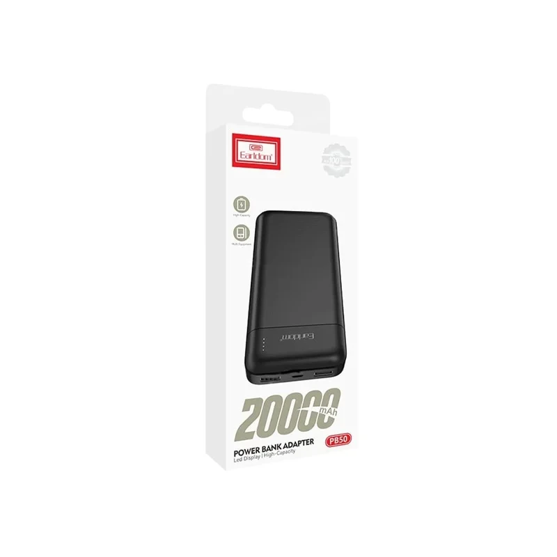 پاوربانک ارلدام مدل Earldom 20000 ET-PB50 دو پورت شارژ سریع