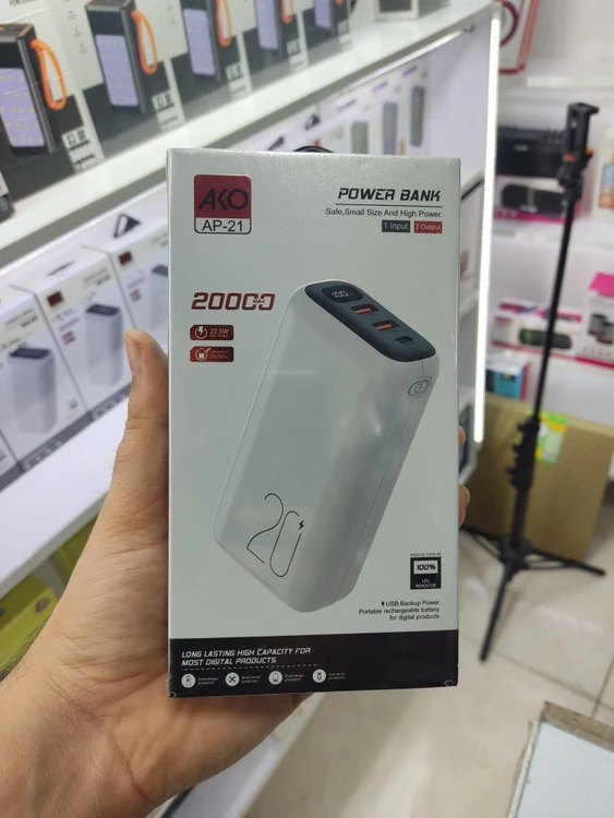 پاوربانک اورجینال 20000 آکو AKO مدل AP21 فست شارژ (پک پلمپ 3 ماه ضمانت فروشگاه)