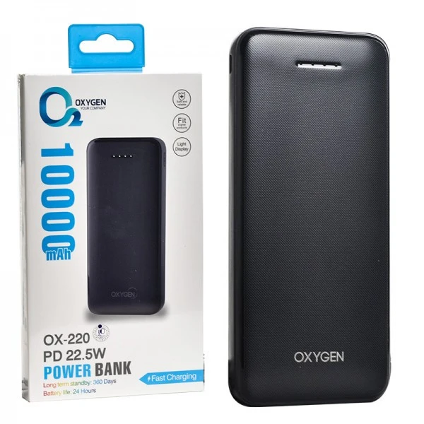 پاوربانک اکسیژن مدل OX-220 ظرفیت 10000 میلی آمپر