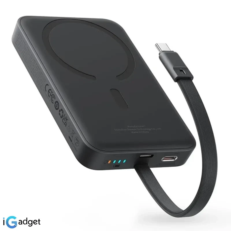 پاوربانک بی سیم 30 وات باسئوس مدل Magnetic Mini ظرفیت 10000 میلی آمپر