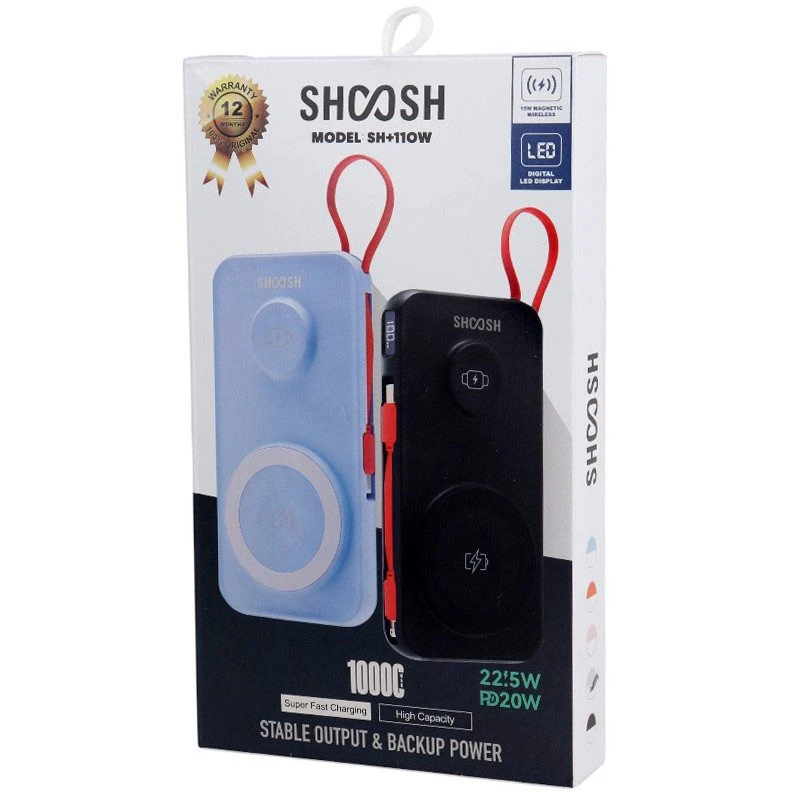 پاوربانک بی سیم فست شارژ شوش SH+110W PD 22.5W ظرفیت 10000 میلی آمپر