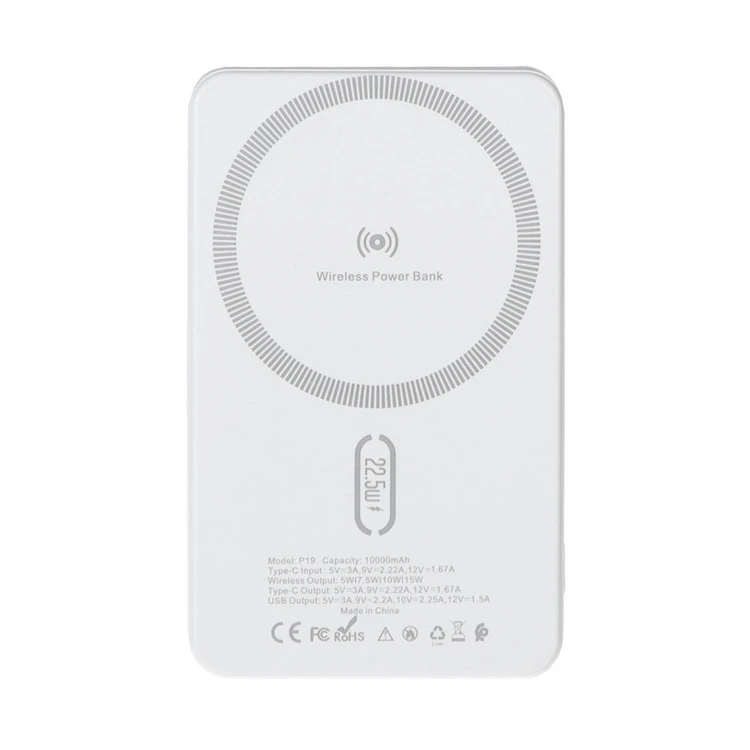 پاوربانک فست شارژ VABI 10000mAh مدل P19 22.5W - سفید